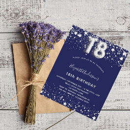 Flyer 18.º aniversário marinho azul convite orçamental