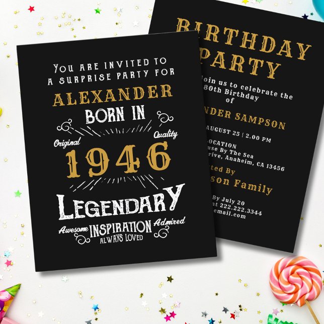 Flyer 1946 Budget 80th Birthday Invitation Legend (1946 birthday invitation budget flyer.)