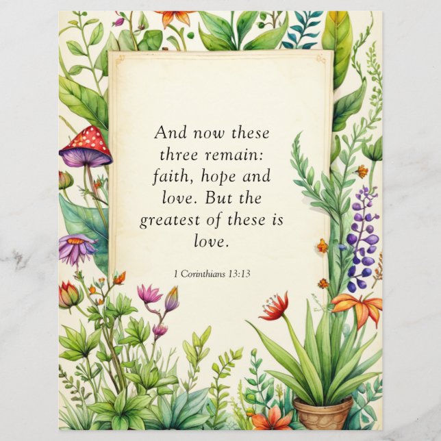 Flyer 1 Corintianos 13:13 Bíblia Cristã Verso (Frente)