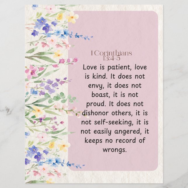 Flyer 1 Corintianos 13:4-5 Design de Aquarela Soothing (Frente)