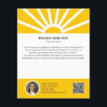 Flyer 1 | Foto personalizada QR Moderno Sunrise Amarelo<br><div class="desc">Mostre sua marca de uma forma nova e inspiradora com este moderno folheto personalizável. Projetado para irradiar positividade e profissionalismo, ele apresenta um nascer de sol amarelo quente com raios solares em um fundo branco limpo, perfeito para empresas que querem fazer uma primeira impressão confiante e otimista. Personalize este folheto...</div>