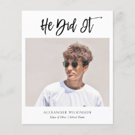 Flyer 2023 BUDGET He Did It Modern Boy Grad Announcement