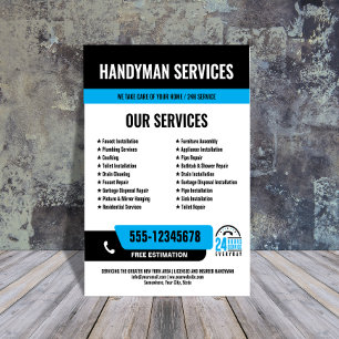 Flyer 24 horas por dia, 7 dias por semana, Handyman & Pl