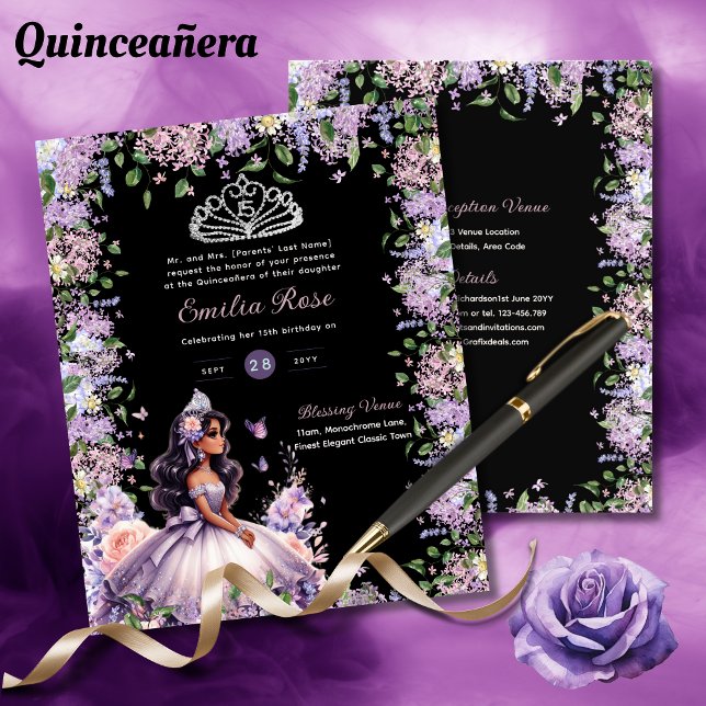 Flyer 25 Colírio Roxo De Quinceanera Vestido Floral Wist (Criador carregado)
