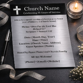 Flyer 25th Anniversary Black Silver Church Invitation
