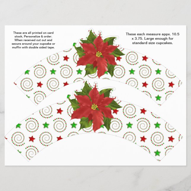 Flyer 2 Frascos de Cupcake Personalizados de Poinsettia  (Frente)