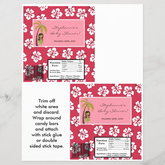 Flyer 2 Grande Bar de Hershey Rosa Havaiano Luau (Frente)