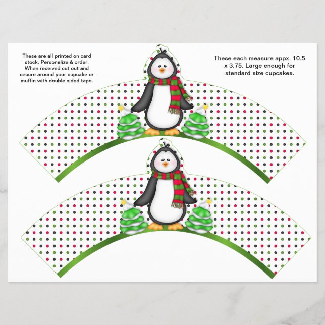 Flyer 2 Invólucros de Cupcake Personalizados Pinguins de (Frente)
