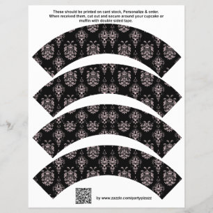 Flyer 4 Casamentos tema damasco Aniversário do Cupcake 