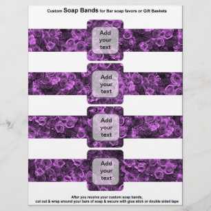 Flyer 4 por folha Banda de sabão Rosas roxos Favores de