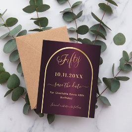 Flyer 50º aniversário do orçamento do Burgundy - salvar