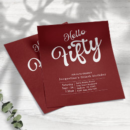 Flyer 50 orçamento vermelho branco 50.º Convite de anive