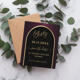 Flyer 60º aniversário do orçamento negro burgundy salvar