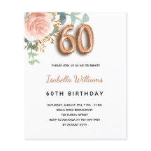 60.º aniversário rosa eucalipto convite orçamental