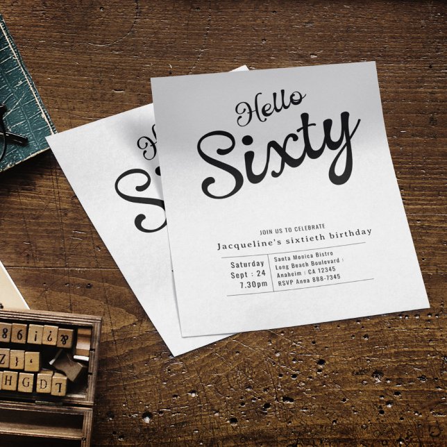 Flyer 60 Pretos Orçamento Branco 60. Convite de Aniversá (Criador carregado)