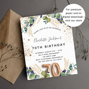 Flyer 70 de aniversário de eucalipto