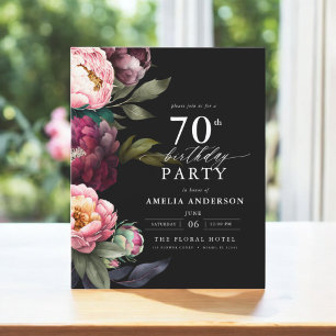 Flyer 70 de Orçamento Aniversário Moody Floral Convite