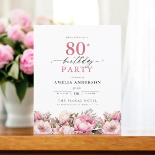 Flyer 80 Floral de Jardim Rosa de Orçamento Convite de A