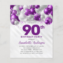 90 de Aniversário do Balão de Prata Roxo Barato