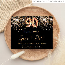 Flyer 90 de aniversário do orçamento de brilho preto sal