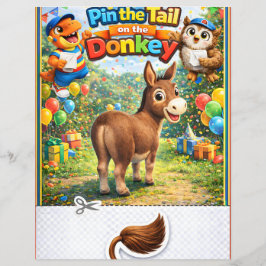 Flyer A folha do jogo do saco de festa do burro com rabo