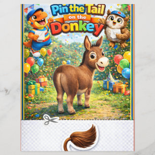 Flyer A folha do jogo do saco de festa do burro com rabo