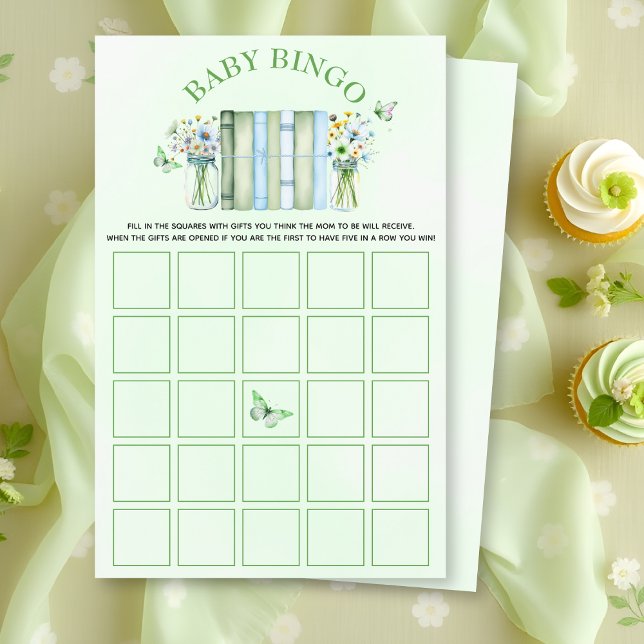 Flyer A New Chapter gender neutral baby shower bingo (Criador carregado)