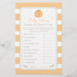 Flyer Abaixe a Abóbora Adivinha o Jogo do Chá de fraldas