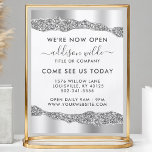 Flyer Abertura de Negócios Glam Diamantes Brilho Prata<br><div class="desc">Panfleto de Abertura de Negócios Glam Diamantes Brilho Prata. Estilo de caligrafia elegante com letras manuscritas em brilho prateado,  design profissional. Perfeito para artistas de maquiagem,  estilistas de cabelo,  cosmetólogos e mais!</div>