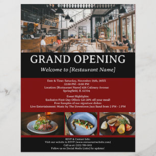 Flyer Abertura de restaurante ou café personalizado