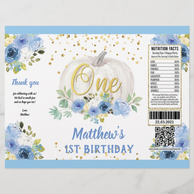 Flyer Abóbora-primeiro aniversario  Bag Azul (Frente)