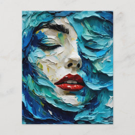 Flyer Abstract art painting female face ocean waves