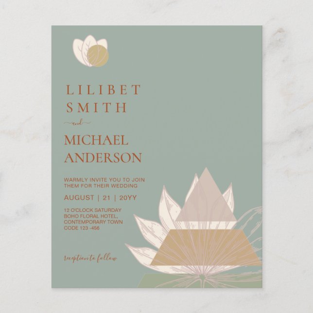 Flyer Abstrato Geométrico Japandi Wedding Escandinávia (Frente)