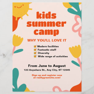 Flyer Acampamento de verão infantil editável vintage lar