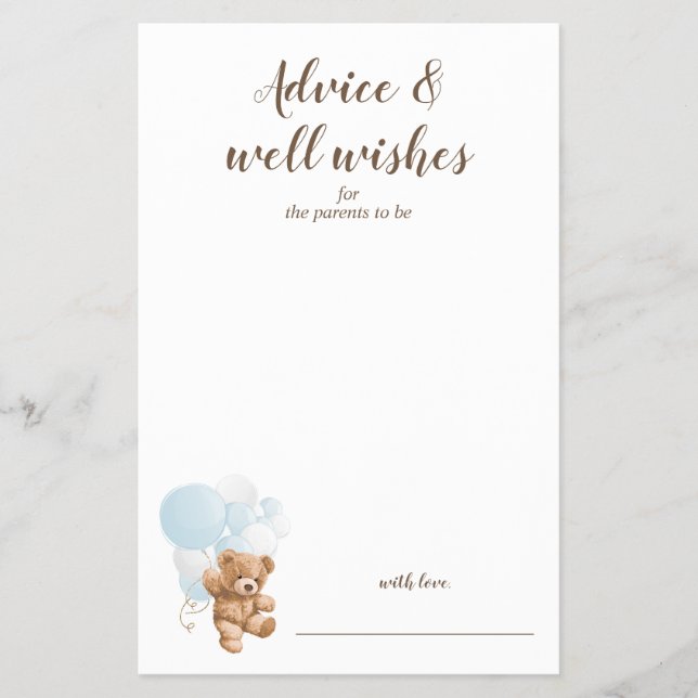 Flyer Aconselhamento e Desejo Chá de fraldas de Urso Azu (Frente)