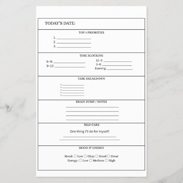 Flyer ADHD Daily Planner Page (Frente)