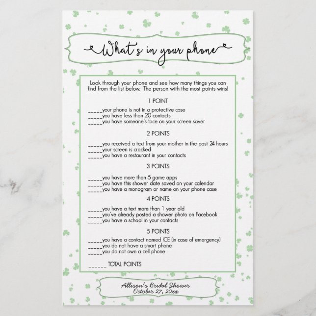 Flyer Adivinha quem + jogos telefônicos, chá de panela i (Frente)