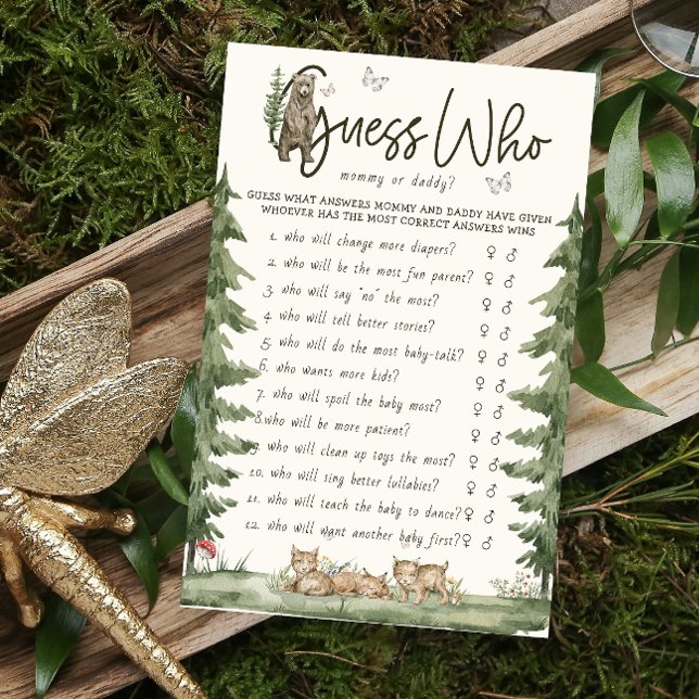 Flyer Adivinhem Quem Mamãe Ou Chá de fraldas De Jogo De  (Guess Who Mommy Or Daddy Baby Shower Game)