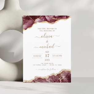 Flyer Agate Burgundy Dourado Invitation Flye