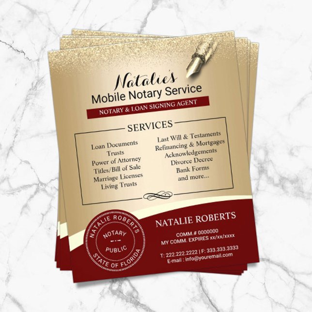 Flyer Agente de Assinatura de Carimbo Notário Vermelho e (Criador carregado)