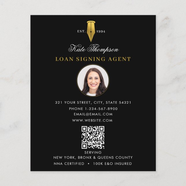 Flyer Agente de Assinatura Notarial Foto QR Code Modern  (Frente)