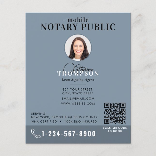 Flyer Agente de Assinatura Notarial Moderno Código QR de (Frente)