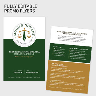 Flyer Agente de Assinatura Notarial Pública Móvel verde