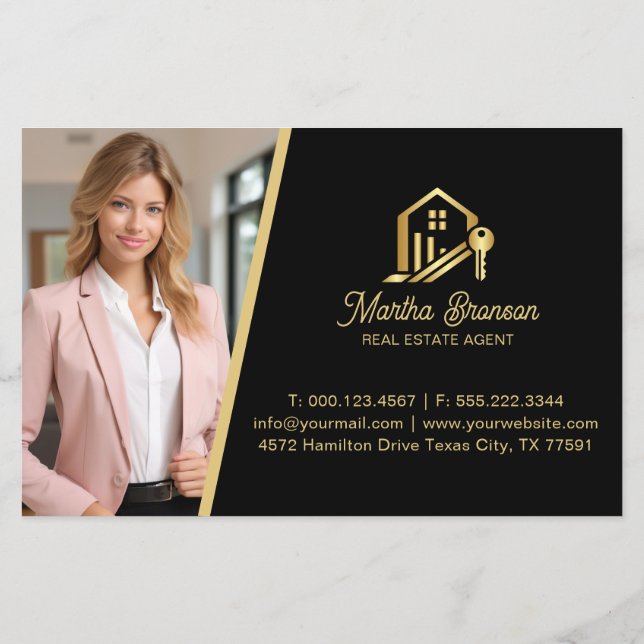 Flyer Agente Imobiliário Chave Dourada Moderna (Verso)