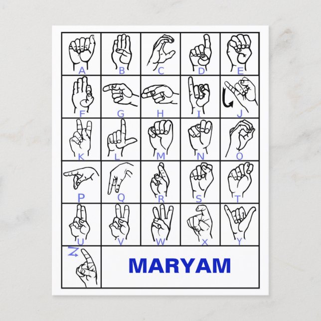 Flyer Alfabeto em Língua de Sinais Americana, Aprender M (Frente)