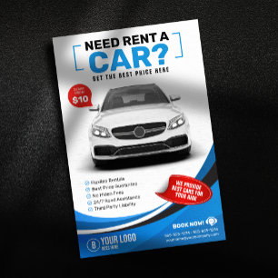 Flyer Aluguel de Carros Azul Moderno