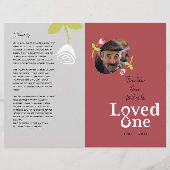 Flyer Amava um programa de serviço de memorial de rosas  (Frente)