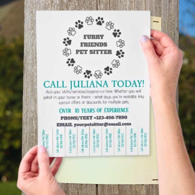 Flyer Amigos de Furto Pet Sitter Pequena Empresa Grande (Furry Friends Pet Sitter Small Business Large Flyers)