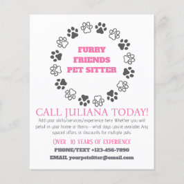 Flyer Amigos de Furto Pet Sitter Pink Business