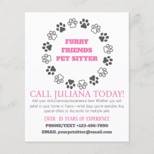 Flyer Amigos de Furto Pet Sitter Pink Business